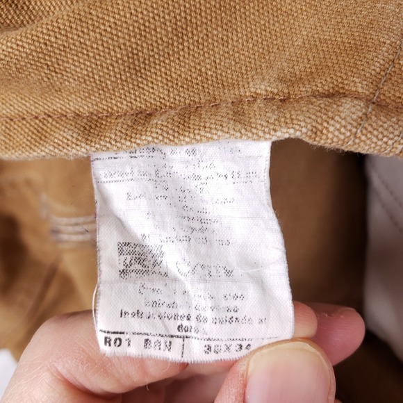 Carhartt R01 BRN Double Knee Unlined Duck Bib Overalls Mens 38x34 Carpenter - Picture 13 of 13